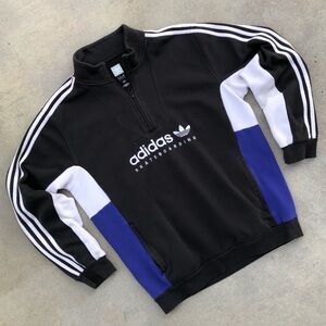 Adidas Skateboarding Retro 3-Stripe Multi Color QtrZip Turtleneck Sweater Size M